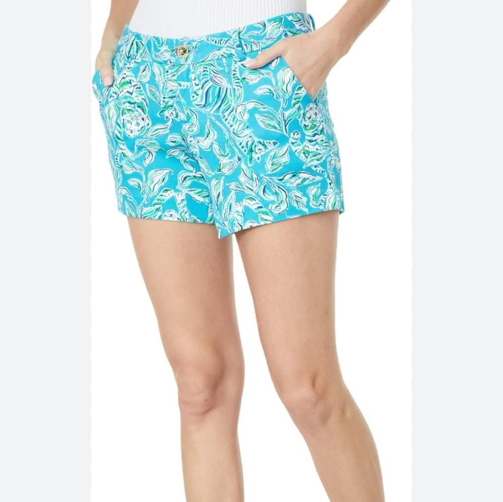 Lilly Pulitzer Callahan Knit Short Turquoise Oasis Outta Line Size 00